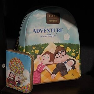 Loungefly Pixar Adventure Backpack and Wallet - Blue and Green